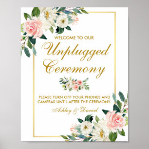Blumiges Rosa-Hochzeit-Gold ohne Smartphone Poster