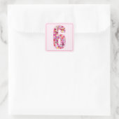 Blumiges Rosa Monat Nummer 6 Quadratischer Aufkleber (Tasche)