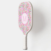 Blumiges Rosa Orange Vorzeigebar Damenanfangsbuchs Pickleball Schläger (Links)