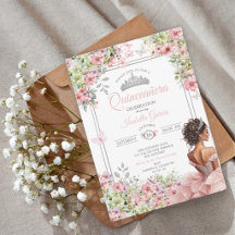 Blumiges Rosa und Grün Schmetterling Quinceañera