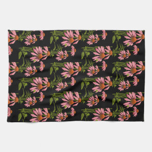 blumiges Rosa und Schwarz Geschirrtuch