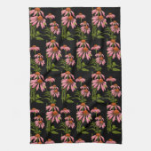 blumiges Rosa und Schwarz Geschirrtuch (Vertikal)