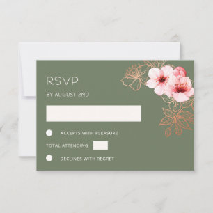 Blumiges Roségold Hochzeits-RSVP RSVP Karte