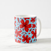 Blumiges Rot Kaffeetasse (VorderseiteRechts)