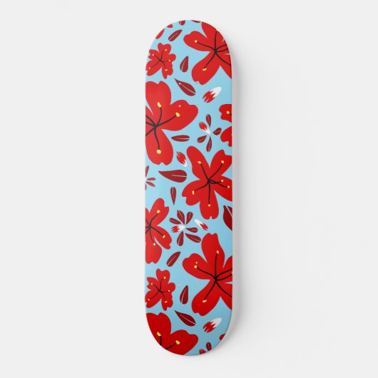 Blumiges Rot Skateboard (Vorderseite)
