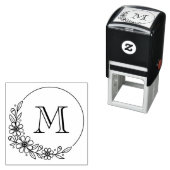 Blumiges rundes Rahmeninitial-Monogramm Permastempel (Beispiel)