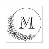 Blumiges rundes Rahmeninitial-Monogramm Permastempel (Design)
