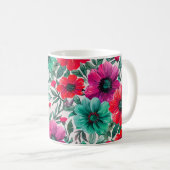 Blumiges rustikales Mode-Retro-Muster Kaffeetasse (VorderseiteRechts)