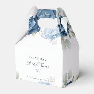 Blumiges Staubblau Aquarell Brautbad Geschenkschachtel