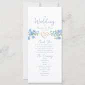 Blumiges Staubblaues Hochzeitsprogramm (Vorderseite)
