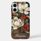Blumiges Telefon-Case mit Buntglas-Optik und perso Case-Mate iPhone Hülle (Rückseite)