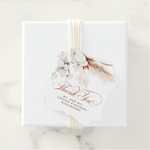 Blumiges Terrakotta Weiß Boho Hochzeits-Dankeschön Geschenkanhänger