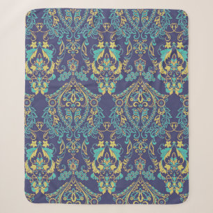 Blumiges Textilmuster. Nahtloses Damast-Vintage-Mu Sherpadecke