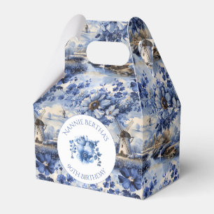Blumiges Vintage Blau Niederländische Chinoiserie  Geschenkschachtel