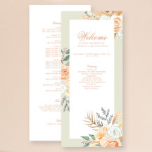 Blumiges Vintage-Boho-Pfirsich-Hochzeitsprogramm