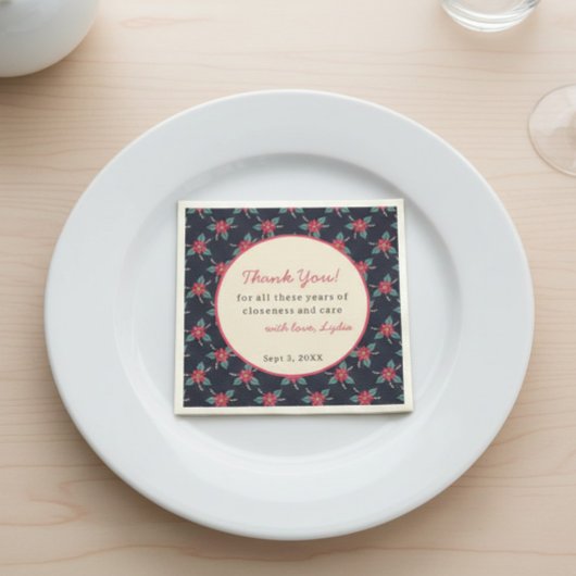 Blumiges Vintage Danke Serviette