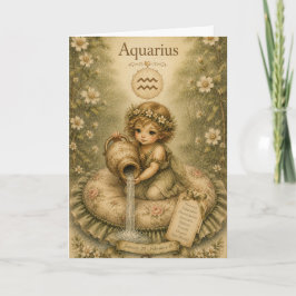 Blumiges Vintage-Essenz-Tierkreiszeichen-Wasserman Karte