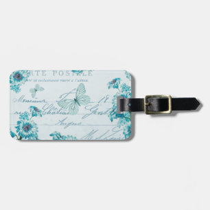 Blumiges vintage-Gepäckanhänger mit blauen Blumen Gepäckanhänger