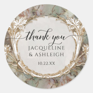 Blumiges Vintage-Mint-Roségold-Script Danke Runder Aufkleber