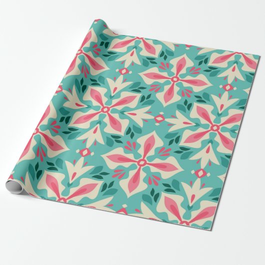 Blumiges vintage nahtloses Muster Geschenkpapier (Ungerollt)