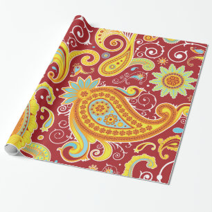 Blumiges vintage Paisley-Mode-Muster Geschenkpapier