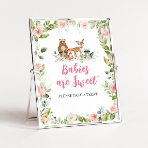 Blumiges Wald-Baby-Shower-Schild 'Babys sind süß' Poster