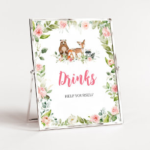 Blumiges Wald-Babyshower-Getränke-Schild Poster