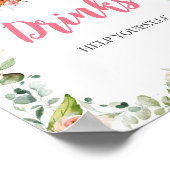 Blumiges Wald-Babyshower-Getränke-Schild Poster (Ecke)