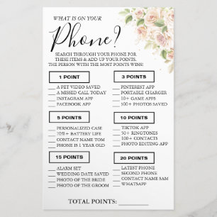 Blumiges Was ist auf deinem Handy Duschspielkarte Flyer