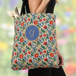 Blumiges Willam Morris Stil Blau Rot Gold Vintage Tasche