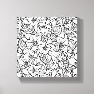 Blumiges Zendoodle 6 Leinwanddruck