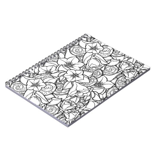 Blumiges Zendoodle Notizblock (Linke Seite)