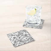 Blumiges Zendoodle Rechteckiger Pappuntersetzer (Vor Ort)