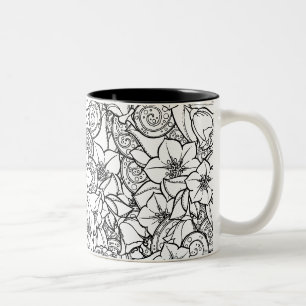 Blumiges Zendoodle Zweifarbige Tasse