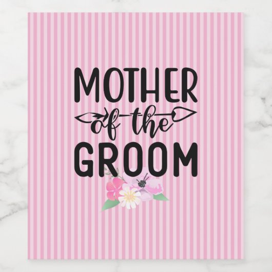 Blümliche Mutter des Bräutigams Weinetikett (Einzelnes Label)