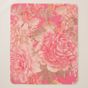 Blumloses nahtloses Muster. Gartenblumen rosa Pfin Sherpadecke