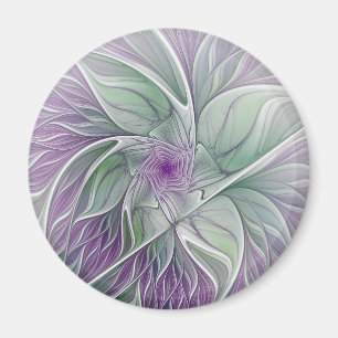 Blumtraum, abstrakte violette grüne Fraktalkunst Magnet