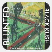 BLUNTED BLACK KUSH QUADRATISCHER AUFKLEBER (Vorderseite)