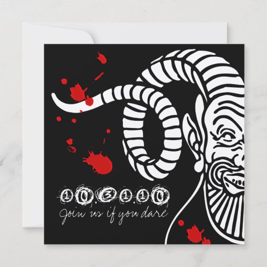 Bluody Devil Halloween Einladung auf Creme (Rückseite)