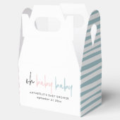 Blurosa Twin Baby Dusche Party Typografie modern Geschenkschachtel (Geöffnet)