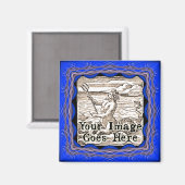 Blurple Blue Lila Fantasy Frame Template Magnet (Vorderseite/Rückseite)