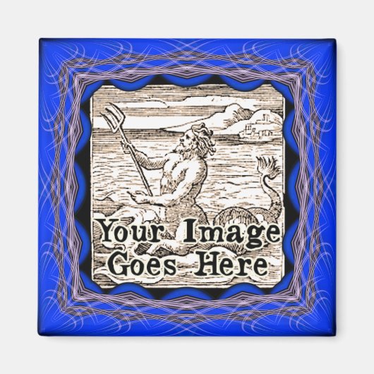 Blurple Blue Lila Fantasy Frame Template Magnet (Vorne)