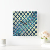 Blurred cyan gray, das wie ein Jute aussieht Quadratische Wanduhr (Zuhause)