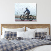 Blurred Cyclist Through Rainy Window Leinwanddruck (Insitu (Schlafzimmer))