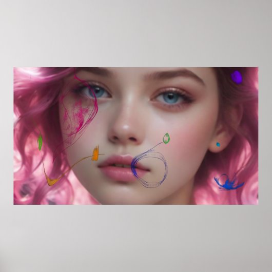 Blurred Girl  Colorful Pastel Portrait Poster (Vorne)