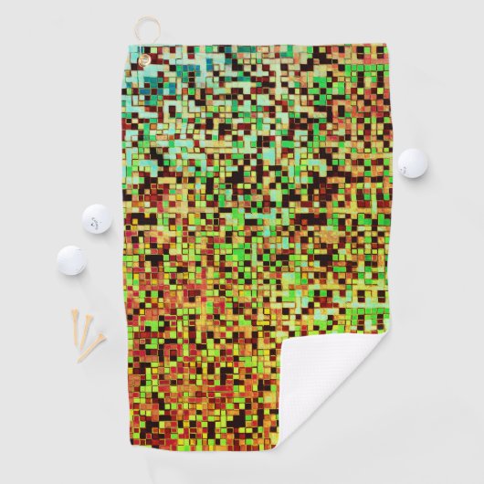 Blurred green and brown small squares or tiles golfhandtuch (Insitu)