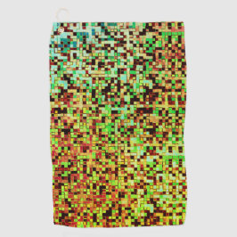 Blurred green and brown small squares or tiles golfhandtuch