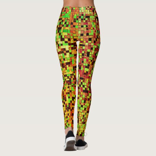 Blurred green and brown small squares or tiles leggings (Rückseite)