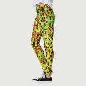 Blurred green and brown small squares or tiles leggings (Links)