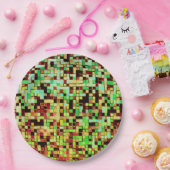 Blurred green and brown small squares or tiles pappteller (Party)